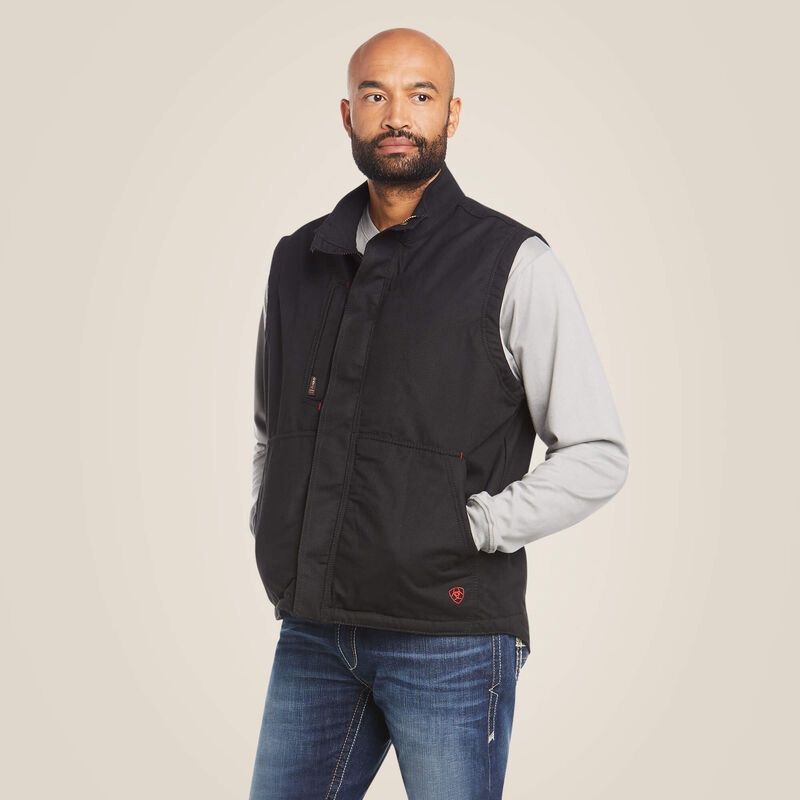 ARIAT MEN'S FR WORKHORSE VEST-10024030, Color: BLACK, Size: SM