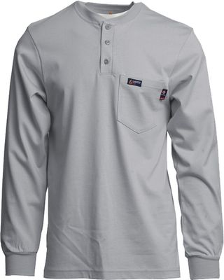 LAPCO MEN'S FR HENLEY TEE | 7OZ. 100% COTTON JERSEY KNIT | GRAY
