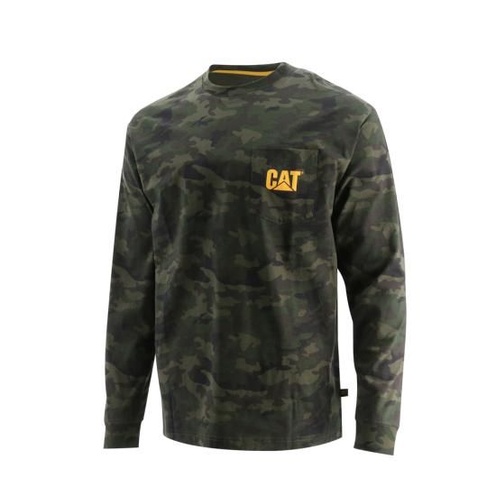 CATERPILLAR TRADEMARK LONG SLEEVE POCKET T-SHIRT, Color: CAMO, Size: SM