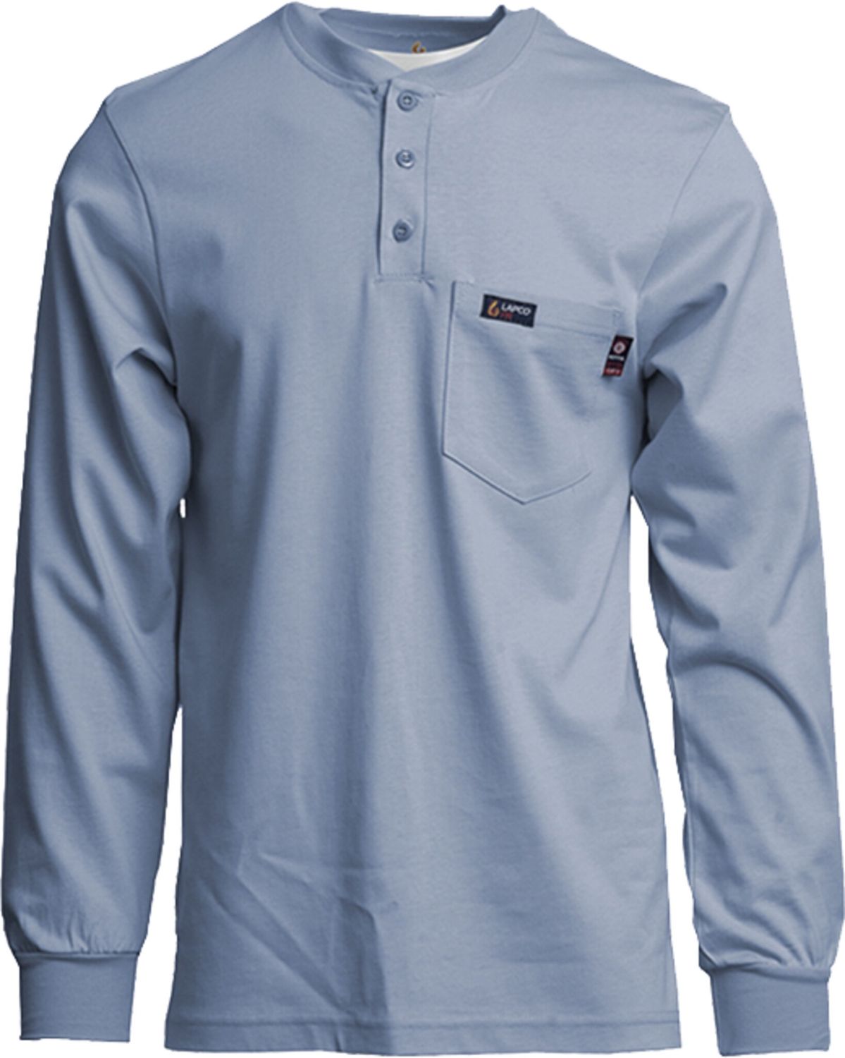 FR HENLEY TEE | 7OZ. 100% COTTON JERSEY KNIT | MEDIUM BLUE