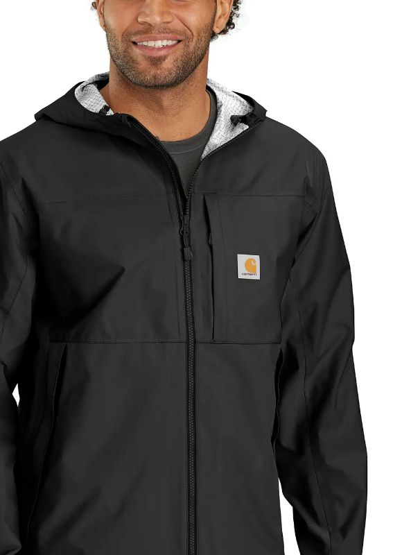 CARHARTT MEN'S STORM DEFENDER RELAXED FIT LIGHTWEIGHT PACKABLE JACKET-105751, Color: BLACK, Size: SM