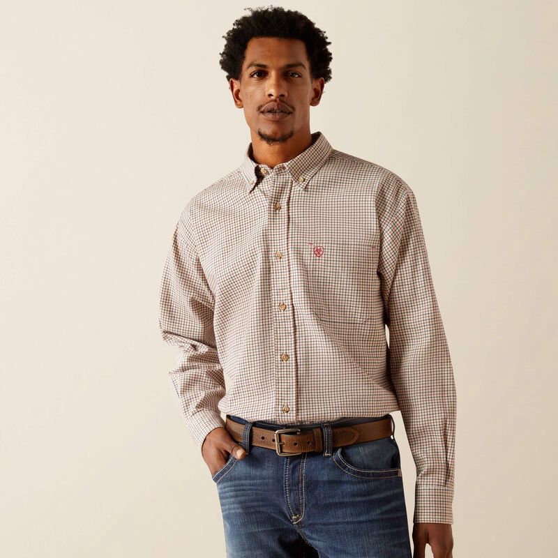 ARIAT MEN'S FR CRENSHAW LOGO LONG SLEEVE WORK SHIRT-10054611, Color: WHITE, Size: SM