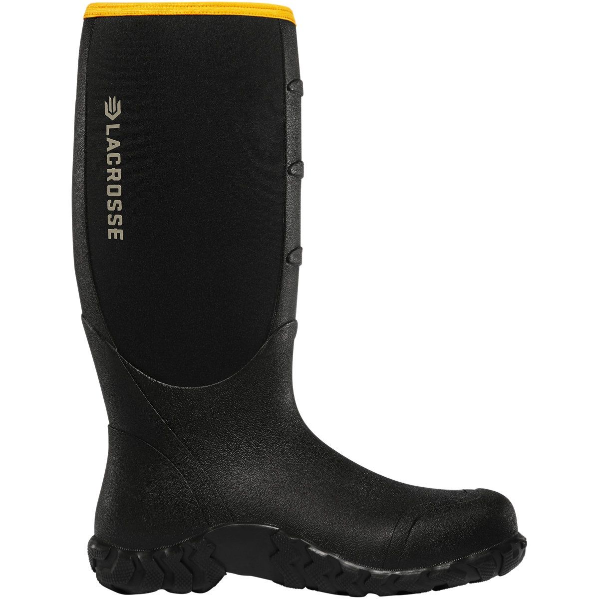 LACROSSE MEN'S ALPHA LITE 16-INCH WATERPROOF RUBBER BOOT-200063, Color: BLACK, Size: 12