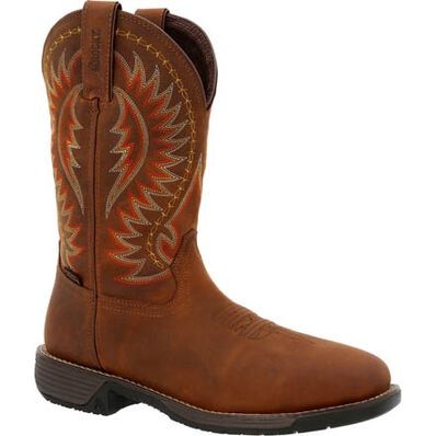 ROCKY RUGGED TRAIL STEEL TOE WATERPROOF WESTERN WORK BOOT-RKW0369, Color: Brown, Size: 8.5W