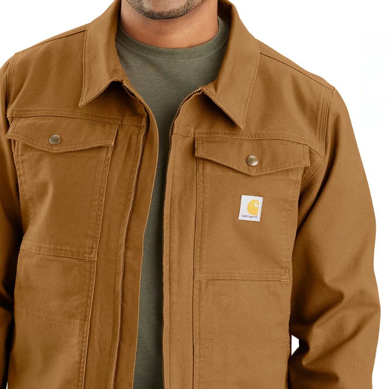 CARHARTT MEN'S RUGGED FLEX DUCK RELAXED FIT JACKET-105748, Color: BRN-CARHARTT BROWN, SIZES: SM