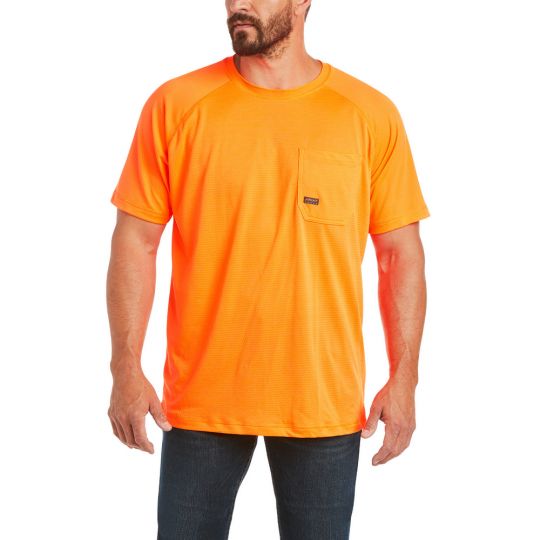 ARIAT MEN'S REBAR HEAT FIGHTER SS T-SHIRT -10031040, Color: ORANGE, Size: SM