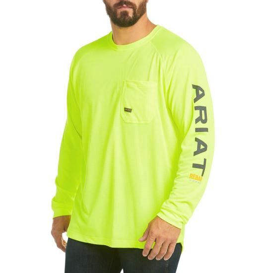 ARIAT MEN'S REBAR HEAT FIGHTER T-SHIRT-10031031, Color: HI-VIS YELLOW, Size: MED