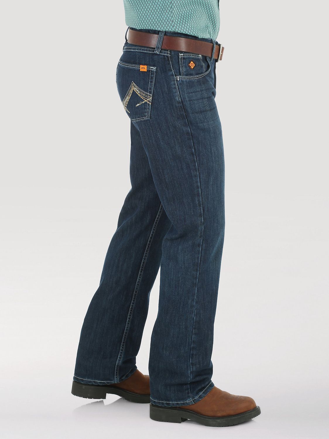 WRANGLER  MEN'S 20X® FR FLAME RESISTANT VINTAGE BOOT JEAN IN RINSE WASH-FR42MWR, Color: DENIM, Size: 28 X 30