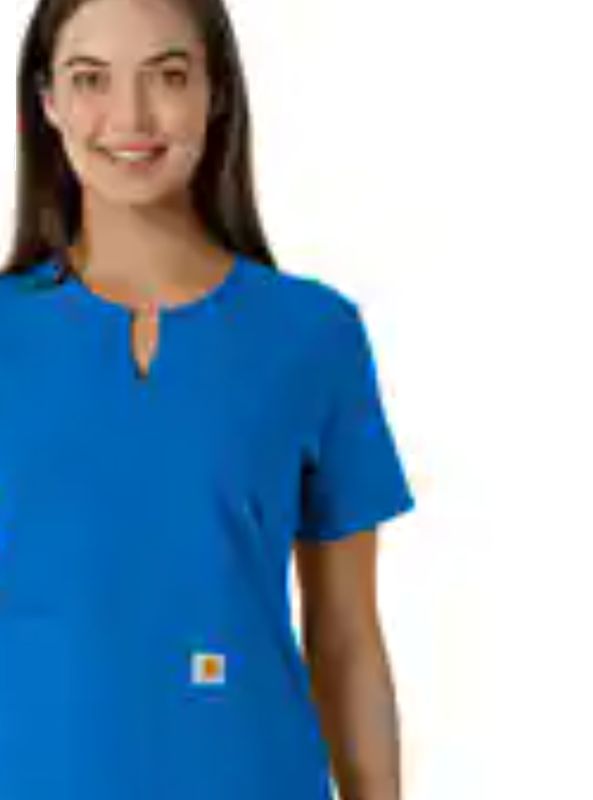 CARHARTT WOMEN'S FORCE ESSENTIALS NOTCH NECK TUNIC KNIT PANEL SCRUB TOP-C12413 CARHARTT WOMEN'S FORCE ESSENTIALS NOTCH NECK TUNIC KNIT PANEL SCRUB TOP-C12413, Color: ROYAL, Size: SM