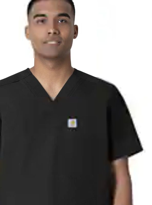 CARHARTT MEN'S FORCE V-NECK 4 POCKET SCRUB TOP-C16113, Color: BLACK, Size: SM