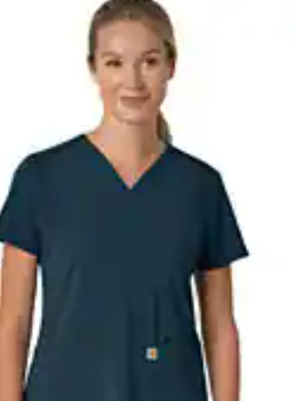 CARHARTT WOMEN'S FORCE MODERN FIT FLEX PANEL SCRUB TOP-C13210, Color: NAVY, Size: SM