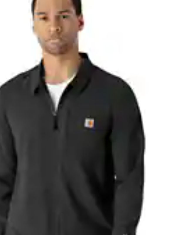 CARHARTT MEN'S FORCE CROSS FLEX LIGHTWEIGHT SCRUB JACKET-C86310, Color: BLACK, Size: SM