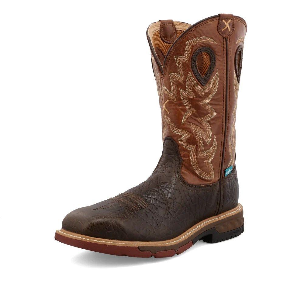 TWISTED X MEN'S WATERPROOF WESTERN WORK BOOT MXBAW02, Color: BROWN, Size: 8.5D