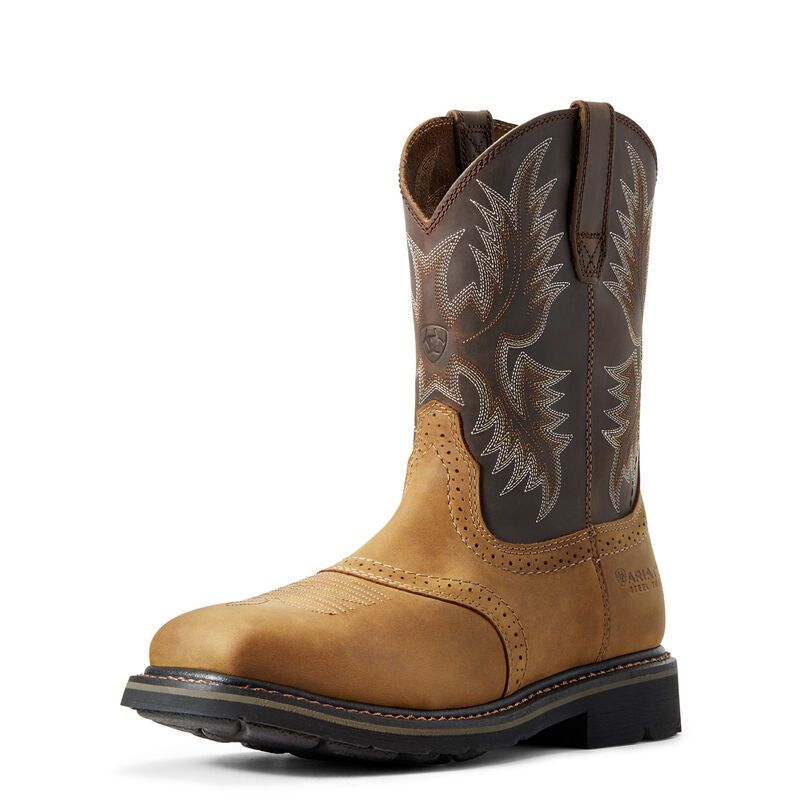 MEN'S SIERRA WIDE SQUARE TOE STEEL TOE WORK BOOT | ARIAT 10010134, Color: BROWN, Size: 11D