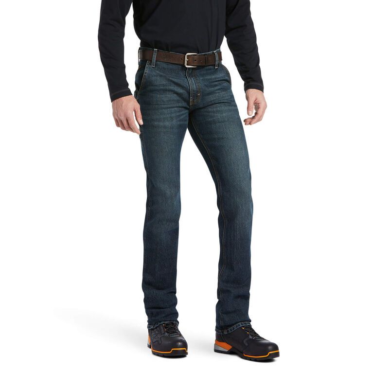 REBAR M7 SLIM DURASTRETCH WORKHORSE STRAIGHT LEG | ARIAT 10039287, Color: DENIM, Size: 42 X 34