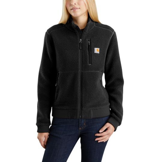 WOMENS RELAXED FIT FLEECE JACKET 103913, Color: BLACK, Size: XS