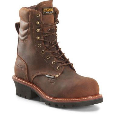 MENS 9" WATERPROOF COMPOSITE TOE LOGGER CA9854, Color: BROWN, Size: 9D
