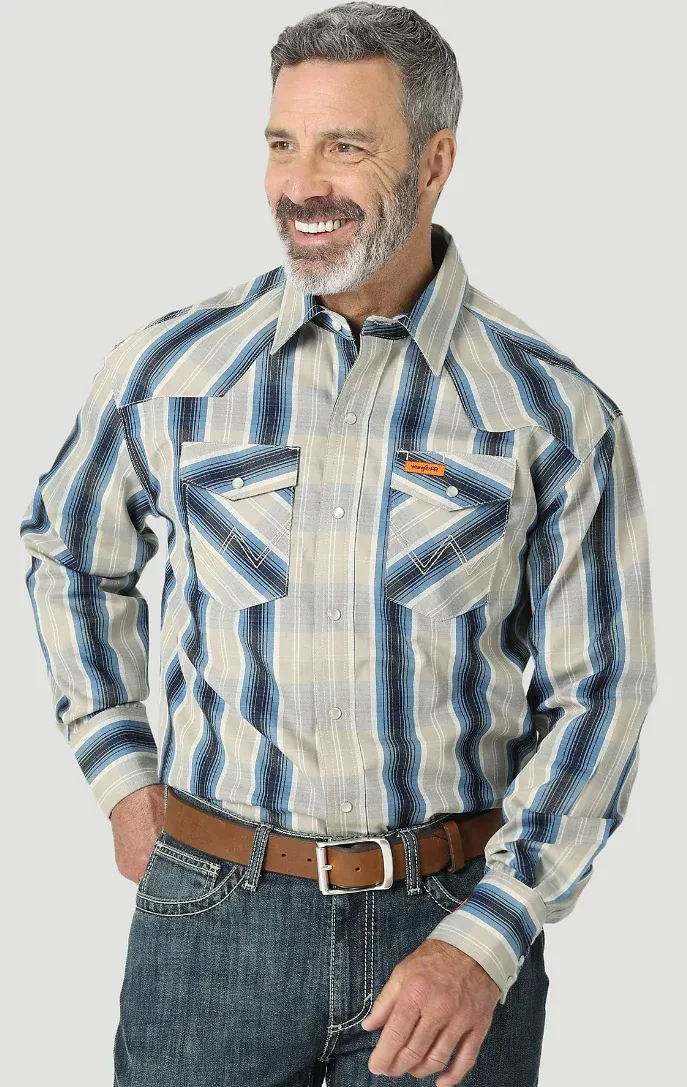 WRANGLER FR WESTERN SNAP SHIRT TAN/BLUE 112319160