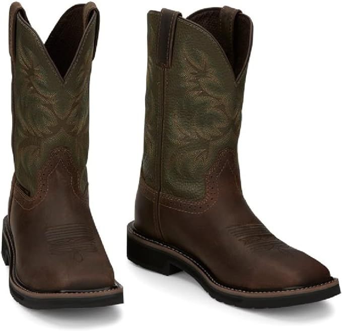 JUSTIN MEN'S DRILLER 11-INCH STEEL TOE WORK BOOT-SE4688, Color: DARK BROWN, Size: 13EE
