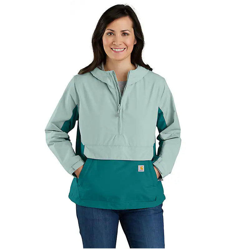 WOMEN'S CARHARTT RAIN DEFENDER LOOSE FIT LIGHTWEIGHT PACKABLE ANORAK, Color: BLUE, Size: SM