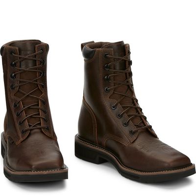 JUSTIN MEN'S PULLEY 8" STEEL TOE WORK BOOT-SE682