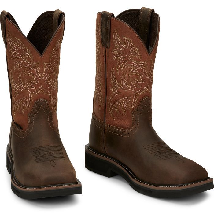 JUSTIN MEN'S SWITCH 11" COMPOSITE TOE WORK BOOT-SE4812, Color: BROWN, Size: 10D
