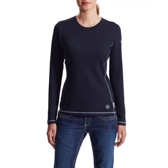 WOMEN'S ARIAT FR POLARTEC POWERDRY L/S TOP-10015903, Color: NAVY, Size: SM