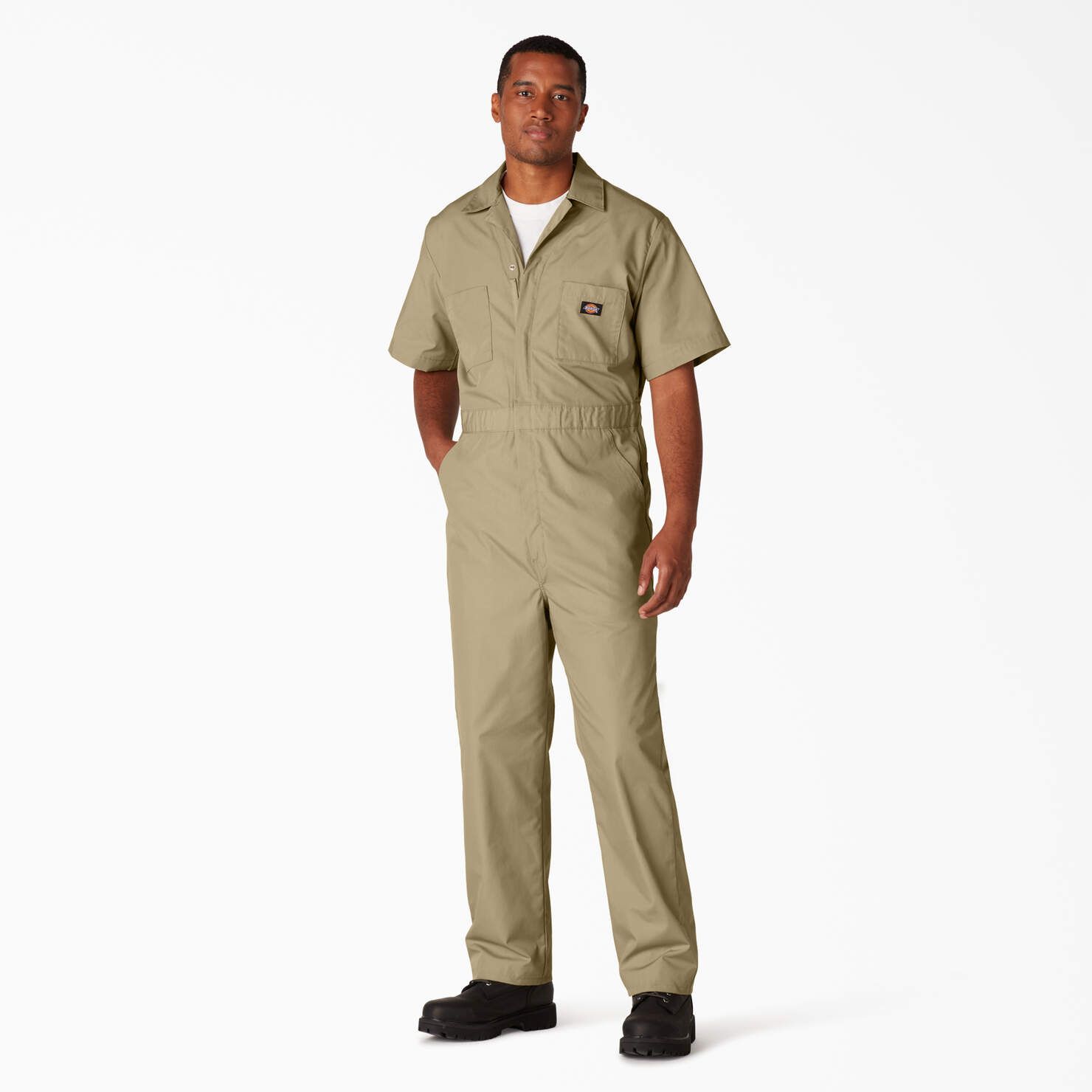 DICKIES MEN'S SHORT SLEEVE COVERALLS, Color: KHAKI, Size: 3XLT