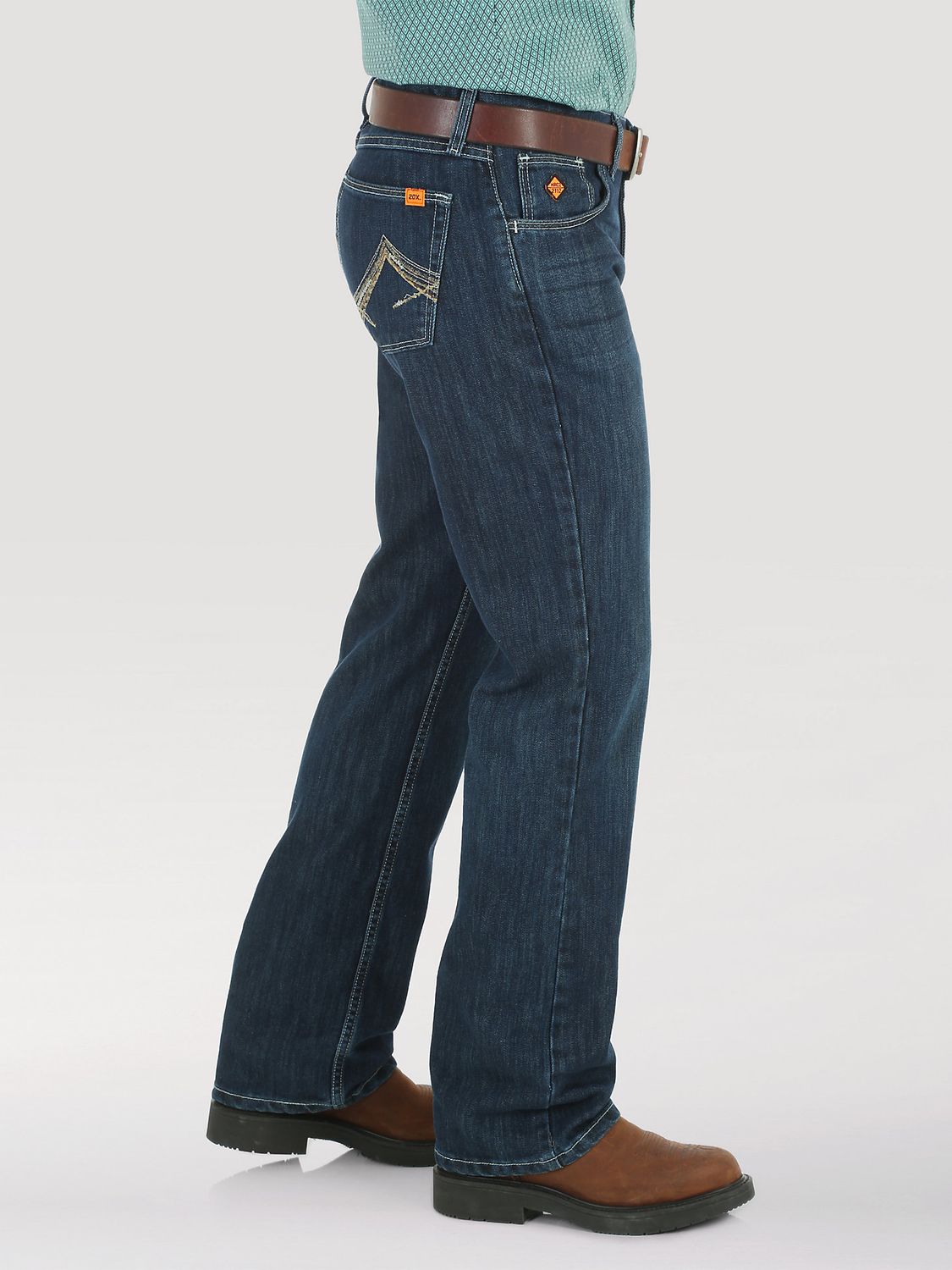 WRANGLER  MEN'S 20X® FR FLAME RESISTANT VINTAGE BOOT JEAN IN RINSE WASH-FR42MWR, Color: DENIM, Size: 28 X 30