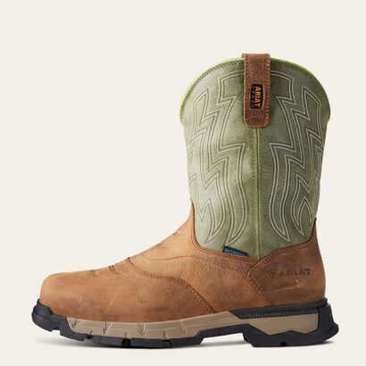 ARIAT MEN'S REBAR FLEX WESTERN WATERPROOF COMPOSITE TOE WORK BOOT-10021486, Color: Rye Brown, Size: 8D