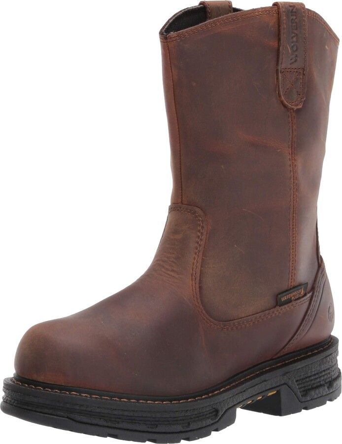 WOLVERINE MEN'S HELLCAT ULTRASPRING™ 10"  WELLINGTON BOOT-201178, Color: BROWN, Size: 8.5M