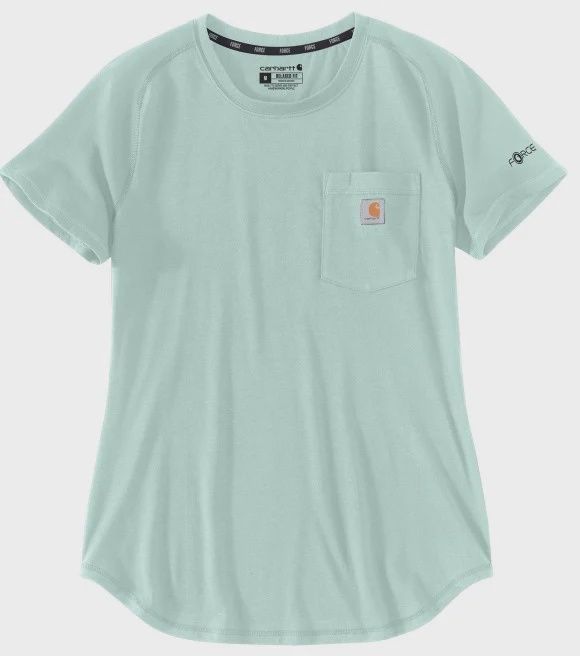 CARHARTT WOMEN'S  FORCE RELAXED FIT MIDWEIGHT POCKET T-SHIRT, Color: GREEN, Size: SM