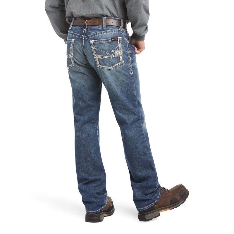 ARIAT MEN'S FR M4 RIDGELINE BOOT CUT JEAN-10018365, Color: DENIM, Size: 30 X 32