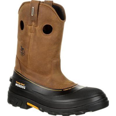 GEORGIA MEN'S MUDDOG COMPOSITE TOE WATERPROOF WORK WELLINGTON BOOT-GB00243, Color: BROWN, Size: 8.5M