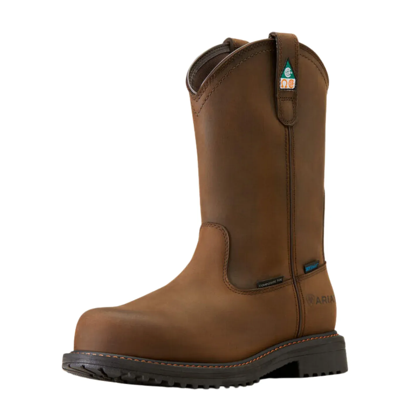 ARIAT MEN'S RIGTEK WATERPROOF COMPOSITE TOE WORK BOOT - 10035988, Color: BROWN, Size: 8D