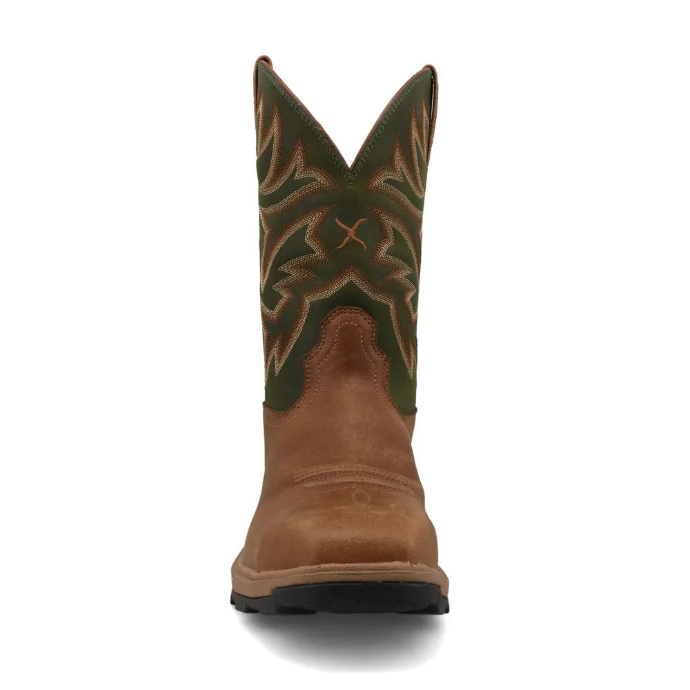 TWISTED X MEN'S 11-INCH ULTRALITE X WESTERN WORK BOOT-MULN001, Color: GREEN, Size: 8D