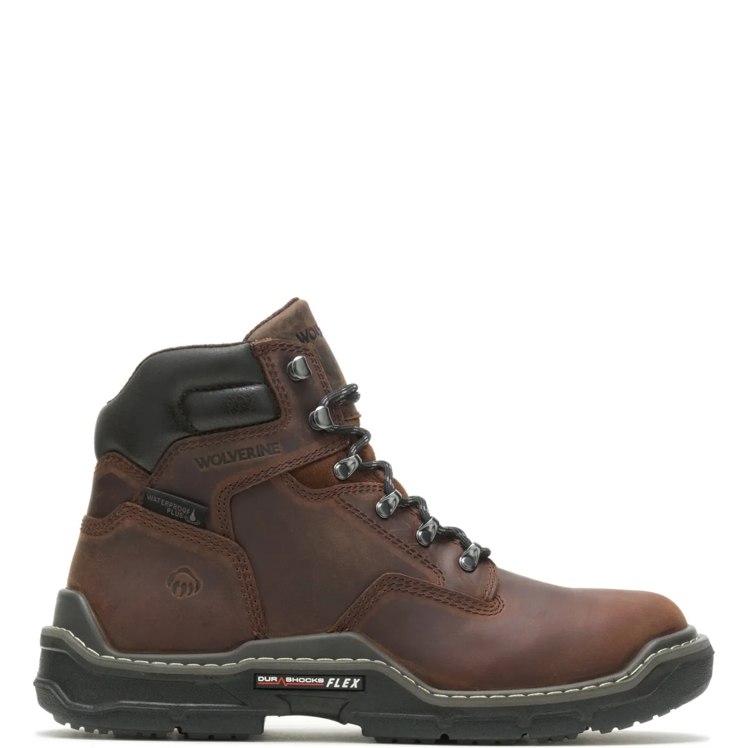 WOLVERINE MEN'S RAIDER DURASHOCKS® WATERPROOF 6" CARBONMAX® WORK BOOT-W21128, Color: DARK BROWN, Size: 12W