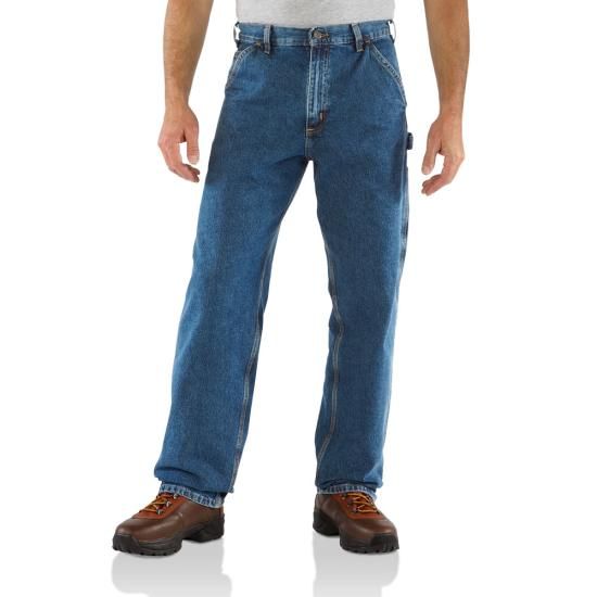 CARHARTT WASHED-DENIM WORK DUNGAREE-B13, Color: DENIM, Size: 31 X 28