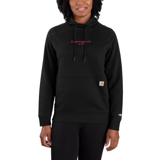 WOMEN'S CARHARTT FORCE RELAXED FIT LIGHTWEIGHT GRAPHIC HOODED SWEATSHIRT, Color: BLACK, Size: SM