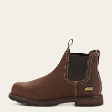 ARIAT MEN'S GROUNDBREAKER CHELSEA WATERPROOF STEEL TOE WORK BOOT-10024983, Color: BROWN, Size: 10.5EE