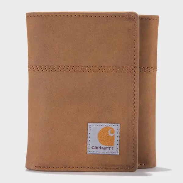 MEN'S CARHARTT SADDLE LEATHER TRIFOLD WALLET- B000020820199, Color: BROWN