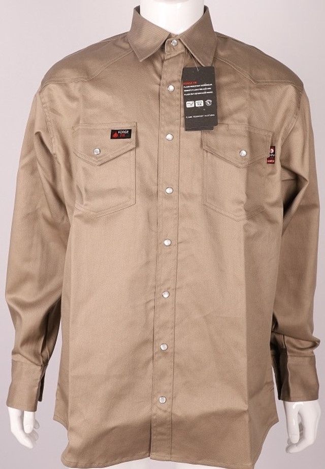 FORGE MEN'S FR PRINT L/S SNAP FRONT SHIRT, Color: KHAKI, Size: MED