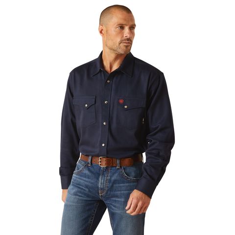 ARIAT MEN'S  FR SOLID SNAP L/S WORK SHIRT-10048489, Size: 4XL