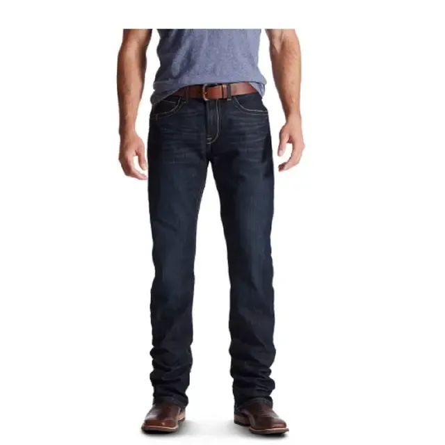 ARIAT MEN'S REBAR M4 LOW RISE BOOT CUT JEANS-10016220, Color: DENIM, Size: 35 X 36