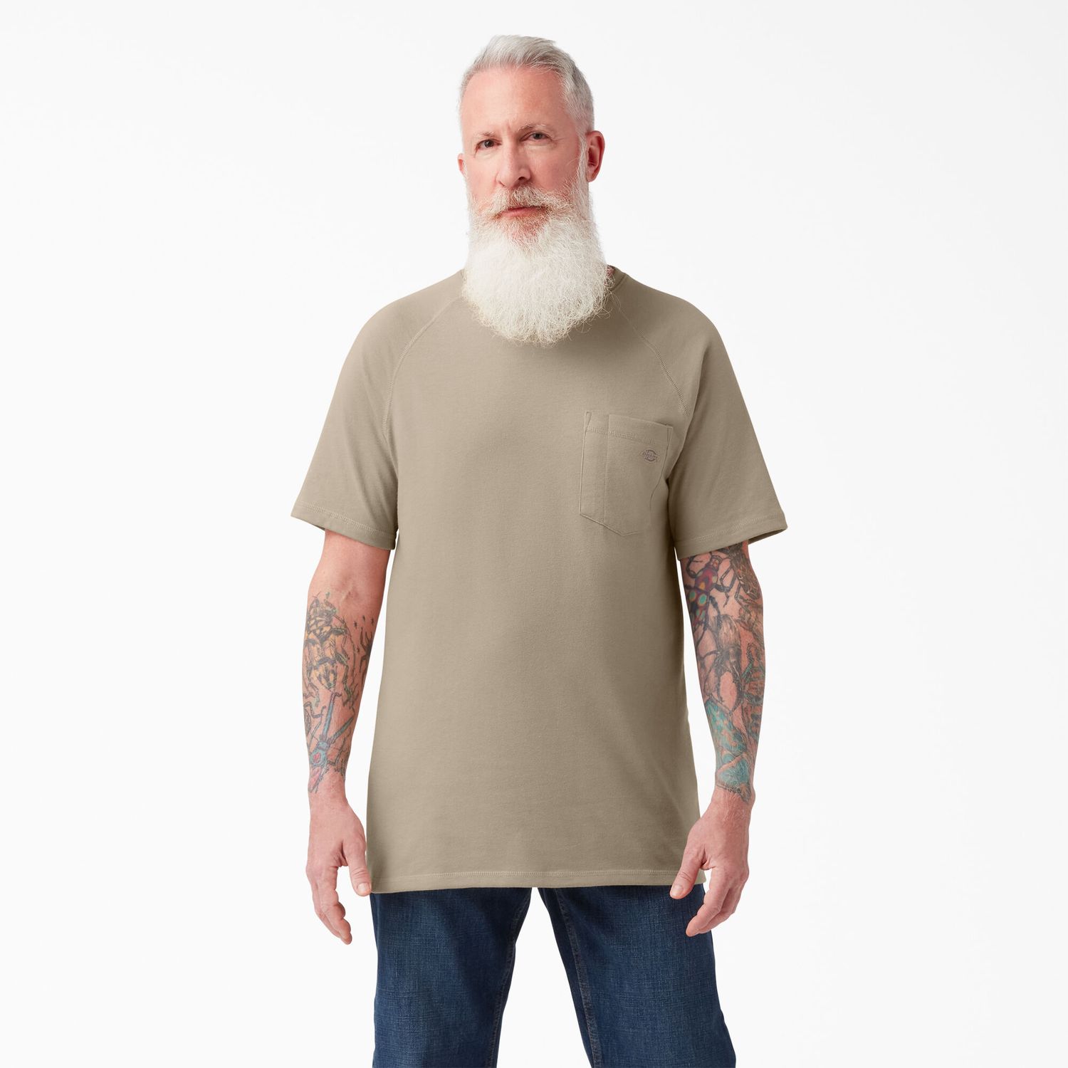 DICKIES MEN'S COOLING SHORT SLEEVE POCKET T-SHIRT-DSS6000, Color: TAN, Size: 4XL