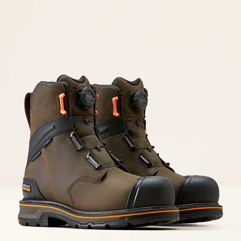ARIAT MEN'S  STUMP JUMPER 8" BOA H20 COMP TOE-10048059, Color: BROWN, Size: 8D