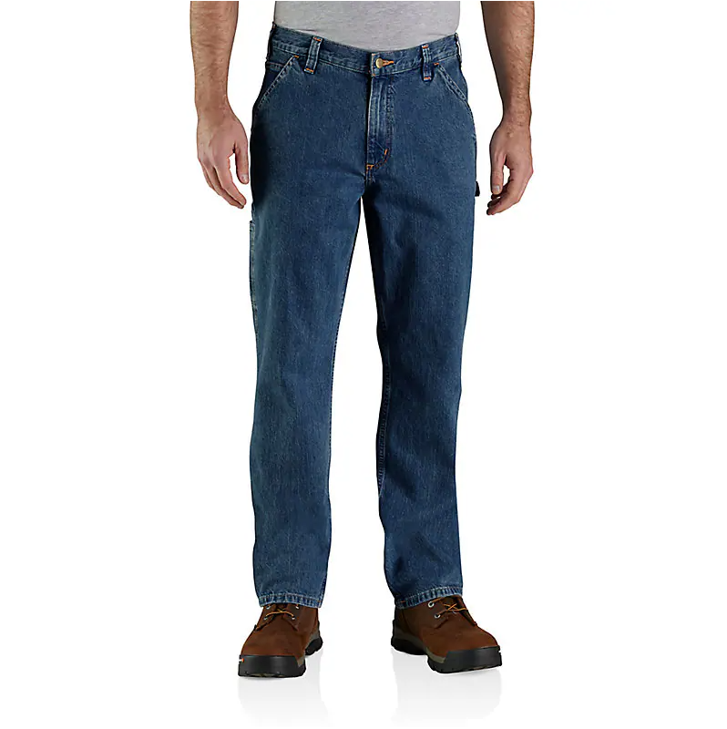CARHARTT MEN'S LOOSE FIT DENIM DUNGAREE-104941, Color: H45-DARK DENIM, Size: 38 X 34