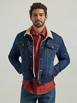 MEN'S WRANGLER SHERPA LINED DENIM JACKET, Size: L