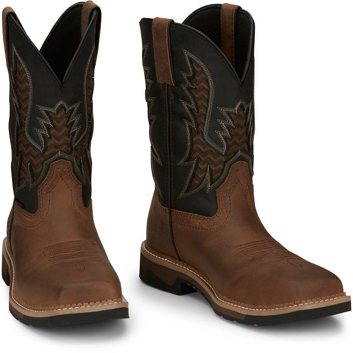 JUSTIN MENS BOLT 11" NANO COMPOSITE TOE WORK BOOT-SE4113, Color: PECAN, Size: 9.5EE