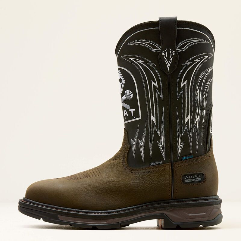 ARIAT MEN'S WORKHOG XT BOLT SKULL WATERPROOF CARBON TOE WORK BOOT-10074207, Size: 9D